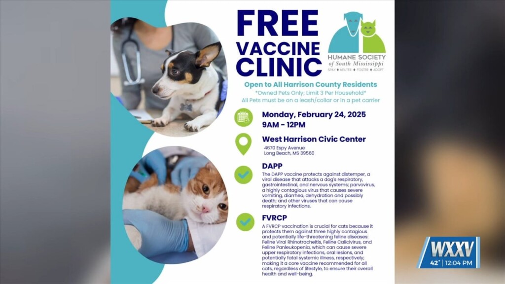 Free Vaccine Clinic At Humane Society Of South Mississippi