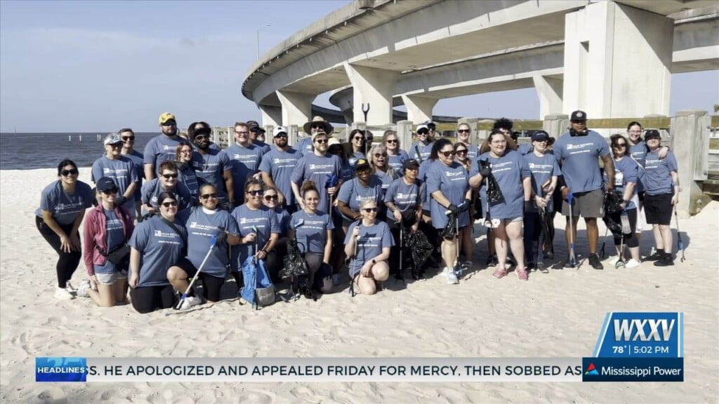 Volunteers Team Up With Beau Rivage, Biloxi Shuckers For Beach Cleanup