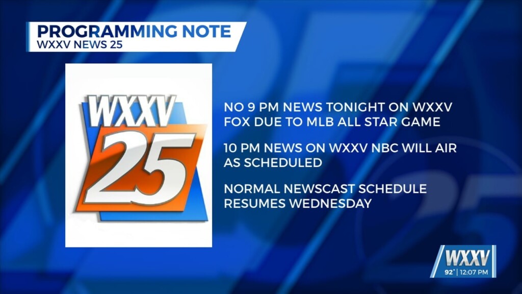 Wxxv Programming Note: No 9pm News On Wxxv Fox Due To Mlb All Star Game