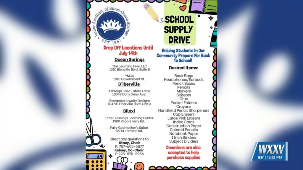 Junior Auxiliary Of Biloxi Ocean Springs Collecting School Supplies