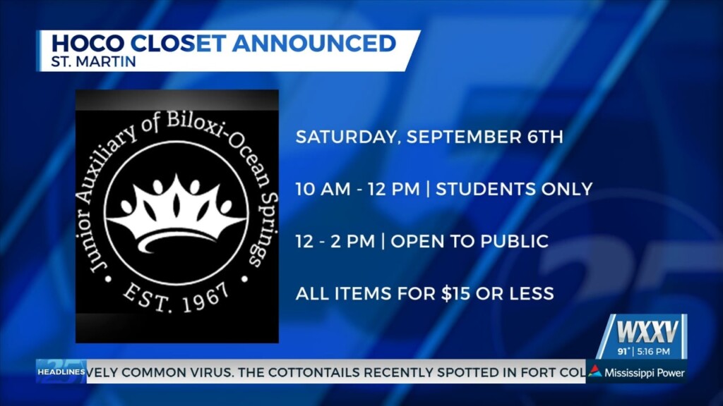 Junior Auxiliary Of Biloxi Ocean Springs Hosting Homecoming Closet