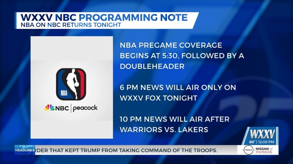 Wxxv Nbc Programming Note: Nba On Nbc Returns Tonight!