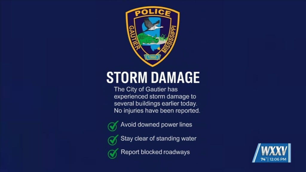City Of Gautier Shares Update On Sunday Storm Damage