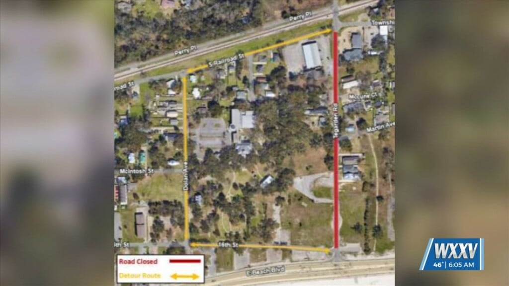 Road Closure On Tegarden Road Between South Railroad St. And 16th St. In Gulfport