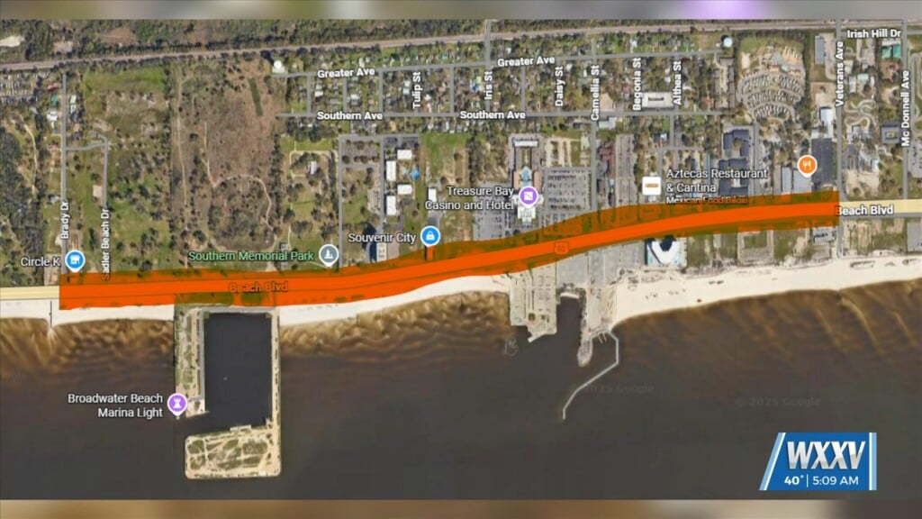 Lane Closure Due To Road Repaving Parts Of Highway 90 In Biloxi