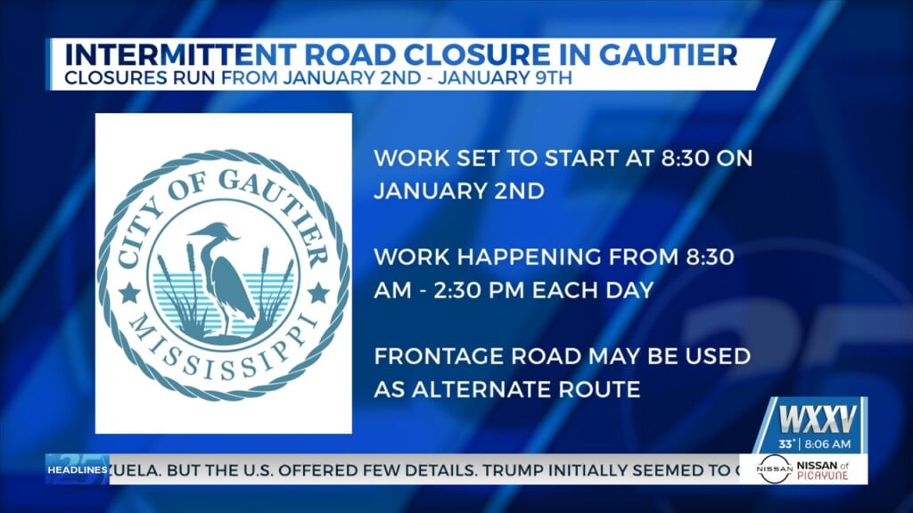 Intermittent Road Closures In Gautier As Part Of Martin Bluff Widening Project