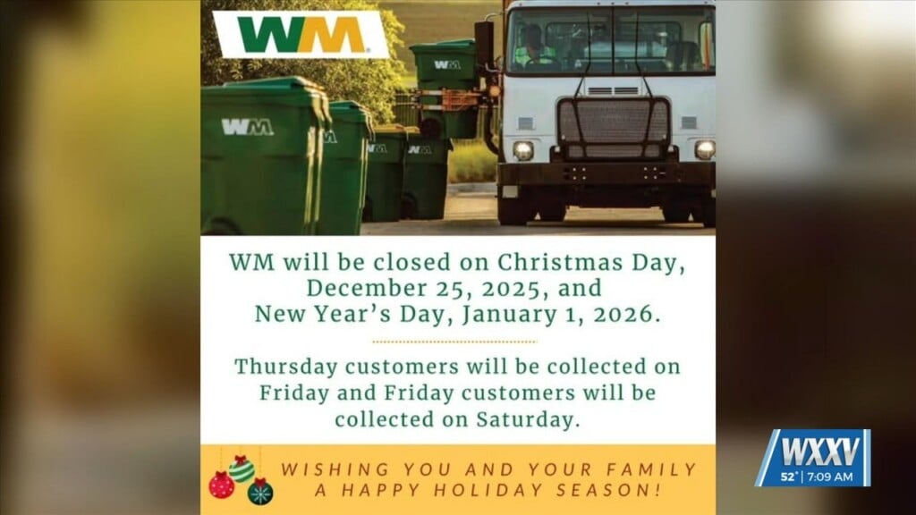 Waste Management Will Not Be Collecting On Holidays In Wiggins