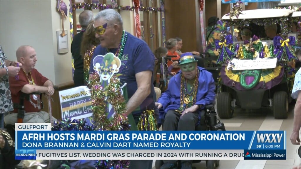 Armed Forces Retirement Home Celebrates Mardi Gras With Parade, Coronation