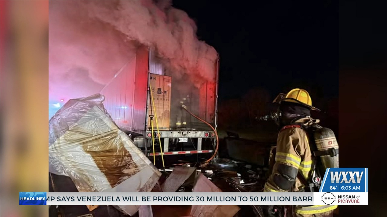 Harrison County fire crews battled tractor trailer fire - WXXV News 25