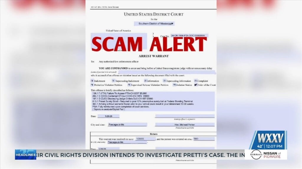 Pascagoula Police Warn Of Active Warrant Scam