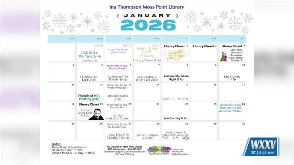 Upcoming Events At The Ina Thompson Library In Moss Point