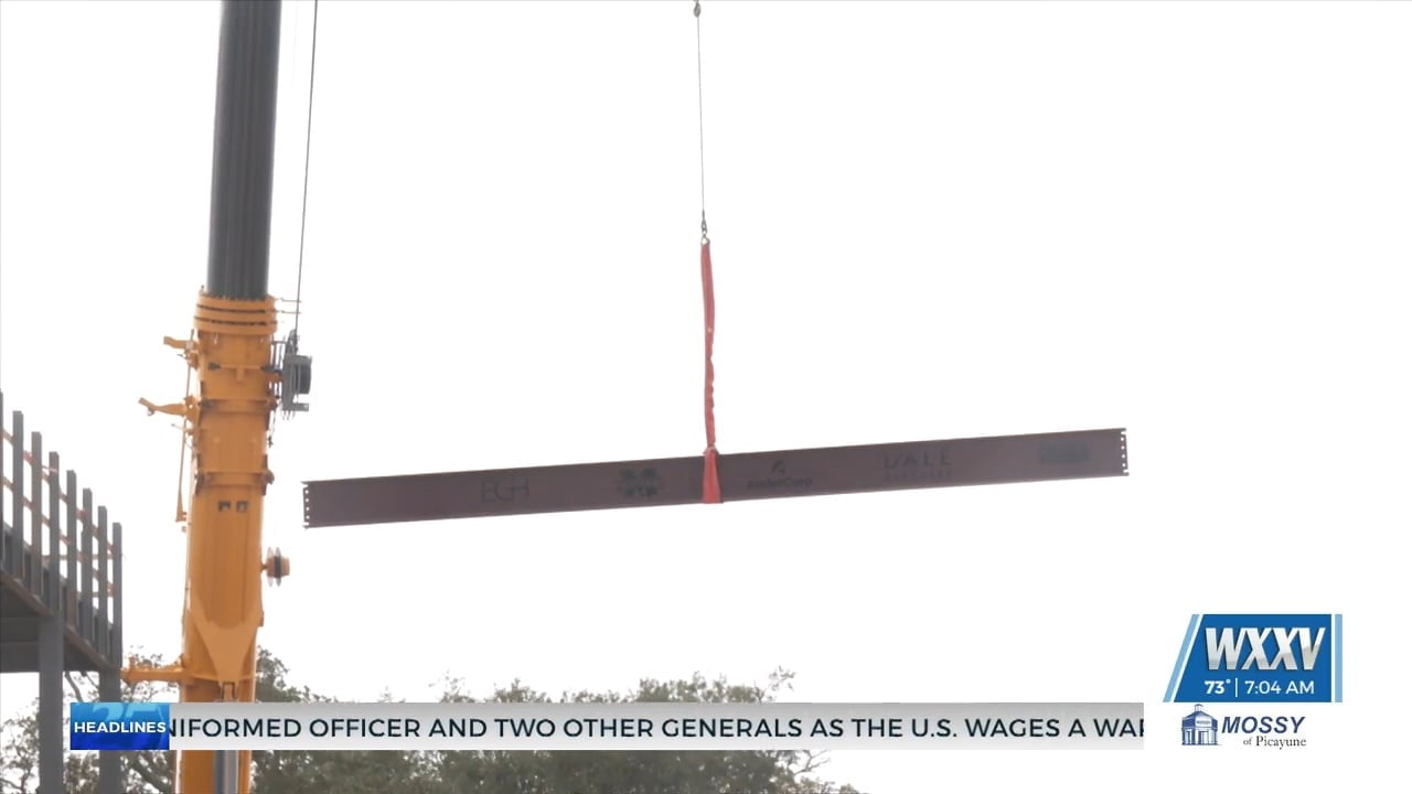 Final beam lifted in place for Mississippi Cyber and Technology Center in Biloxi