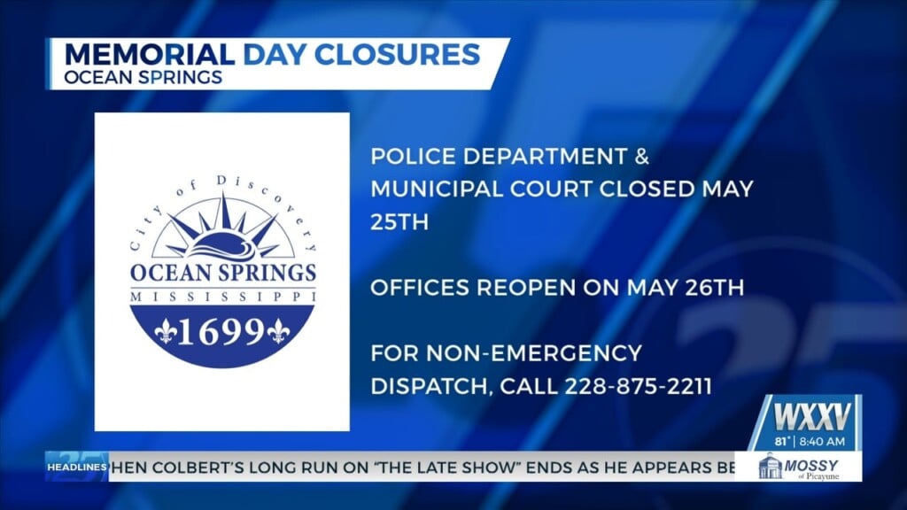 Ocean Springs Police, Municipal Court To Close For Memorial Day
