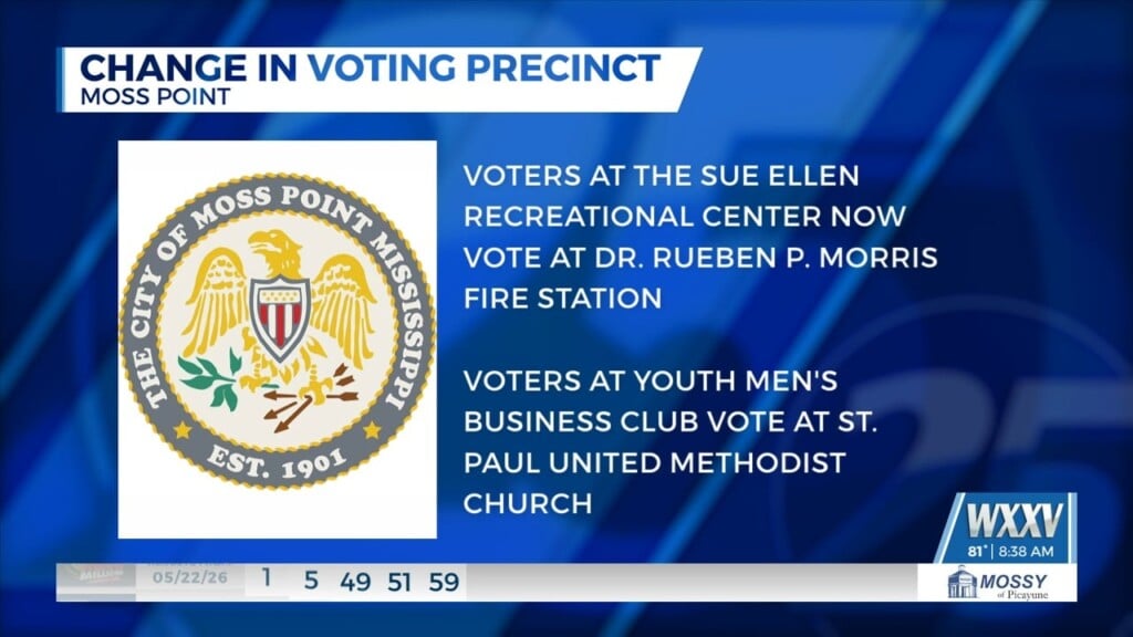 Moss Point Announces Voting Precinct Changes, New Locations For Sue Ellen And Ymbc Voters