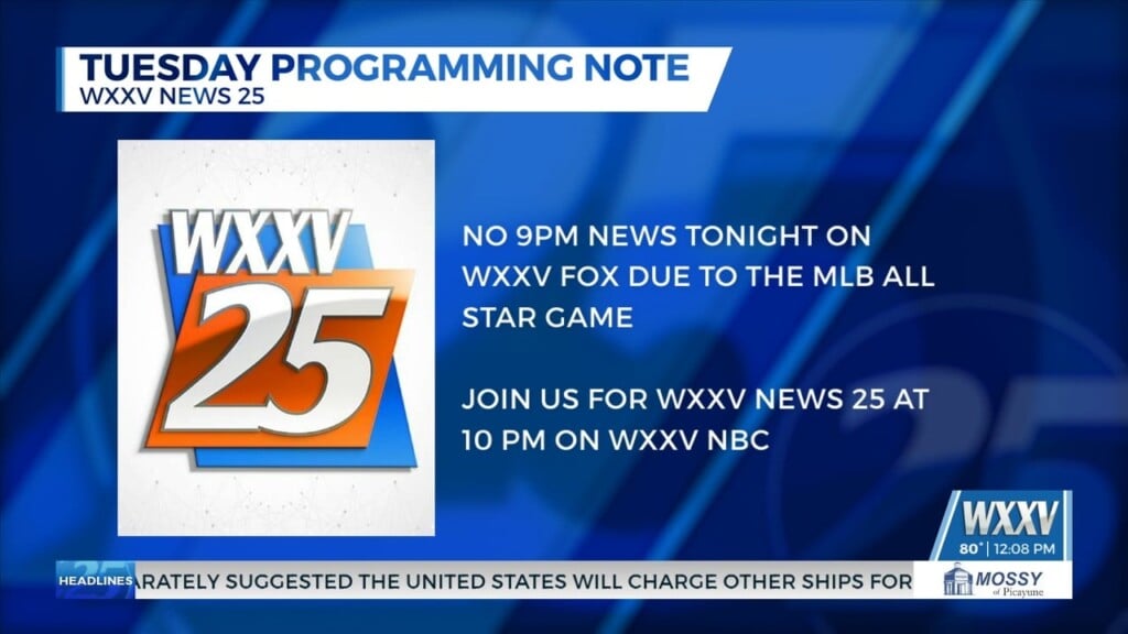 Programming Note: No 9pm News On Wxxv Fox