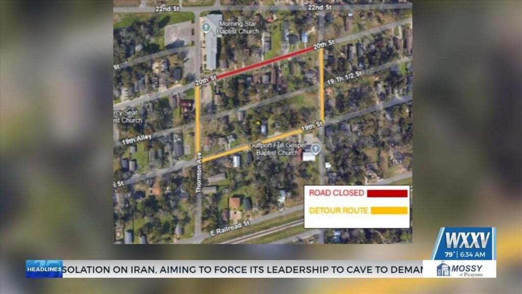 City Of Gulfport Closure 20th Street For Repair Project