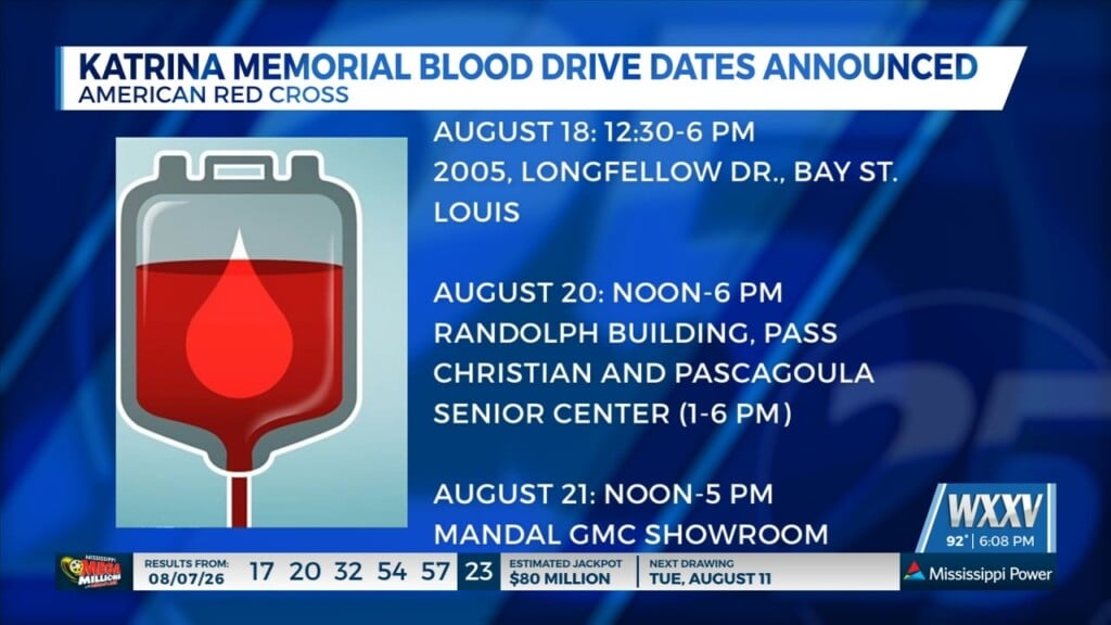 Dates Announced For Katrina Memorial Blood Drive