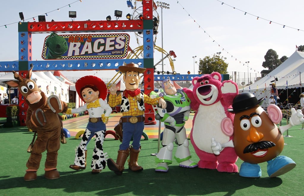Characters Of Film Pose At Party In "toy Story 3" Fun Zone Attraction Following World Premiere Of Disney Pixar's "toy Story 3" In Hollywood
