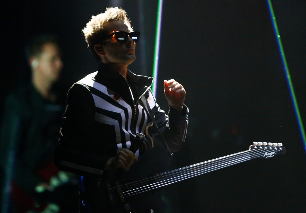 English Musician Bellamy From The Band Muse Performs During The Mtv European Music Awards 2012 Show At The Festhalle In Frankfurt