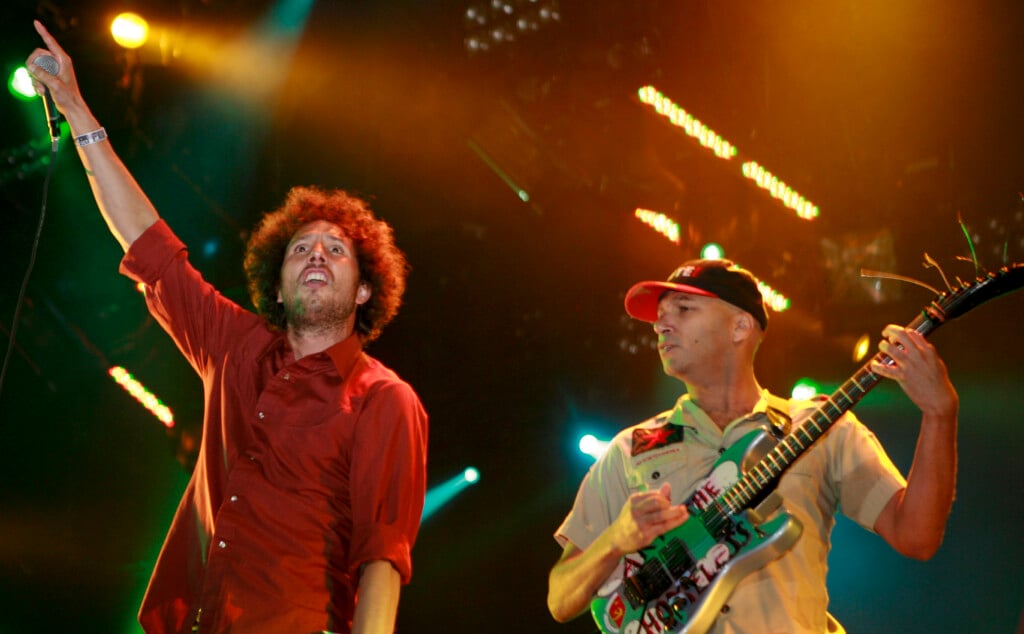 Zack De La Rocha And Tom Morello Of Rage Against The Machine Perform At The Voodoo Music Experience In New Orleans