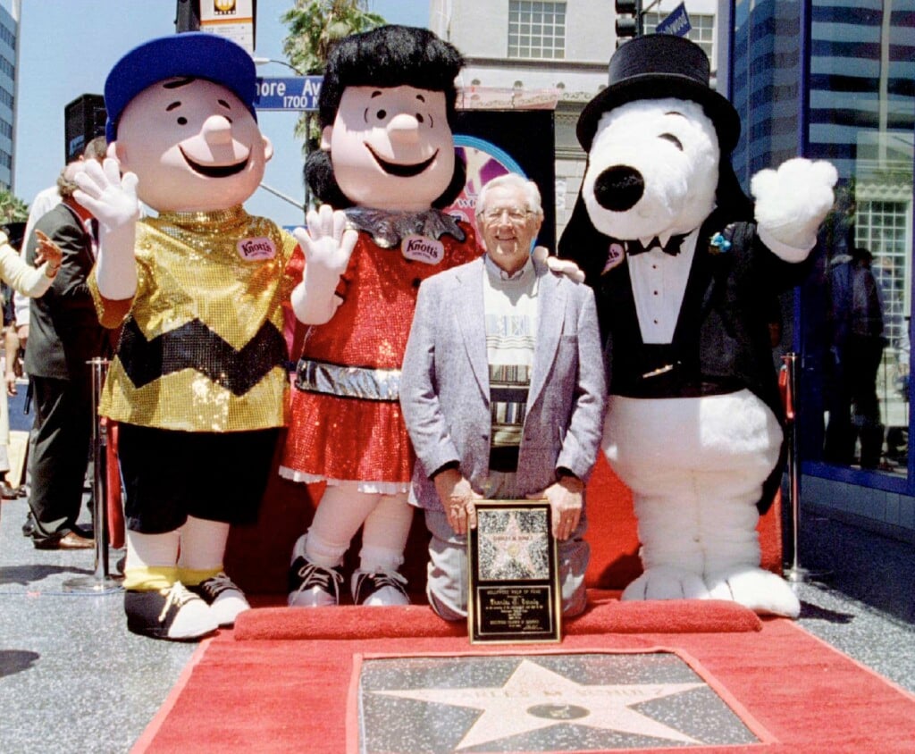 File Photo Of Schulz And His Characters Snoopy, Charlie Brown And Lucy.